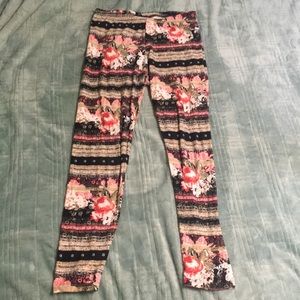 Floral and tribal print leggings